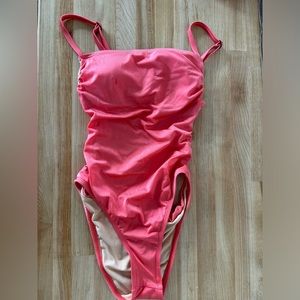Bright shimmery pink one piece swim suit
